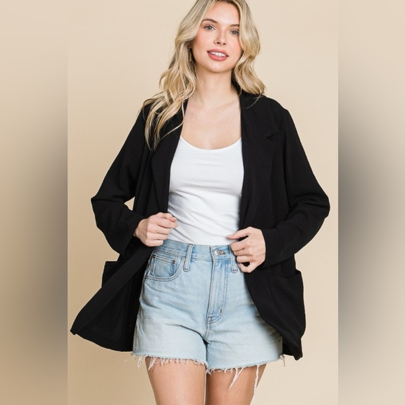 Culture Code One Button Long Sleeve Blazer with Pockets - Picture 1 of 3